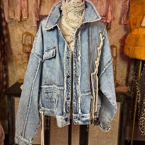 NWT OLI & HALI Rope Detailed Patchwork Denim Jacket